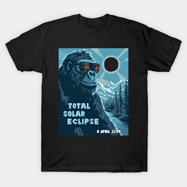 Cool Bigfoot Solar Eclipse 2024 Memorabilia T-Shirt by Obotan Mmienu